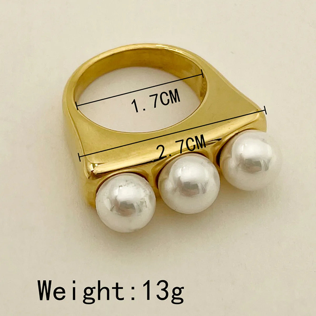 Retro Geometric Stainless Steel Pearl Rings 1 Piece