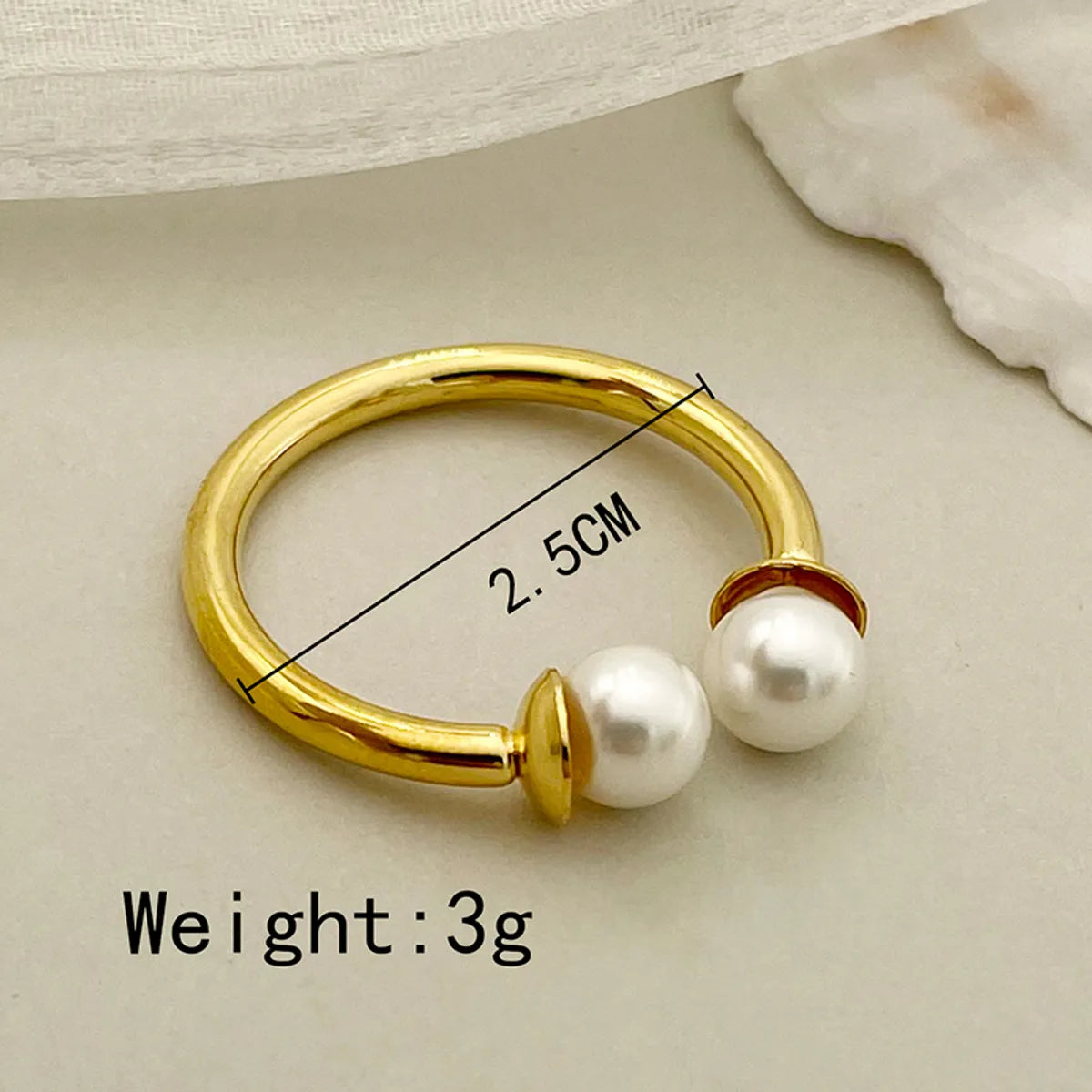 Retro Geometric Stainless Steel Pearl Rings 1 Piece