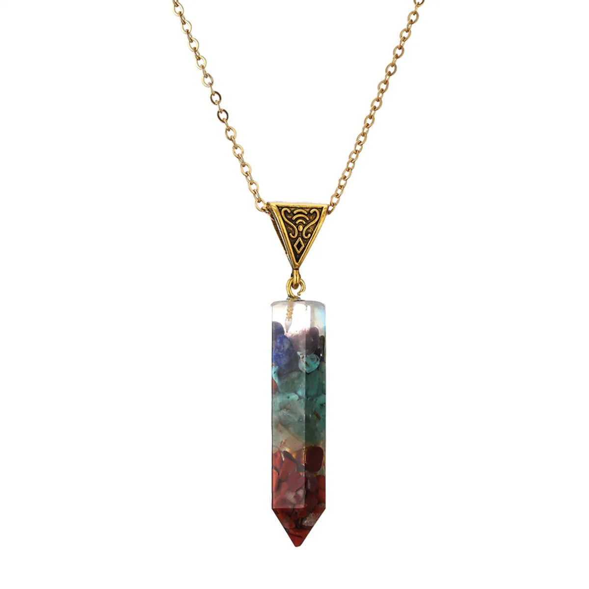 Retro Geometric Stainless Steel Plating Natural Stone Pendant Necklace