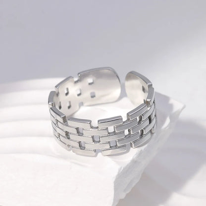 Retro Geometric Stainless Steel Plating Open Ring