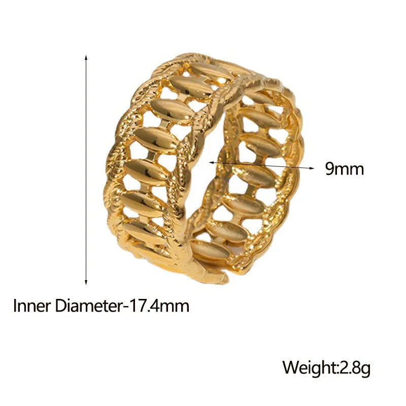 Retro Geometric Stainless Steel Plating Open Ring