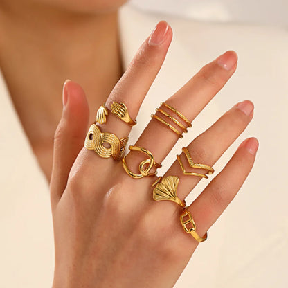 Retro Geometric Stainless Steel Plating Open Rings