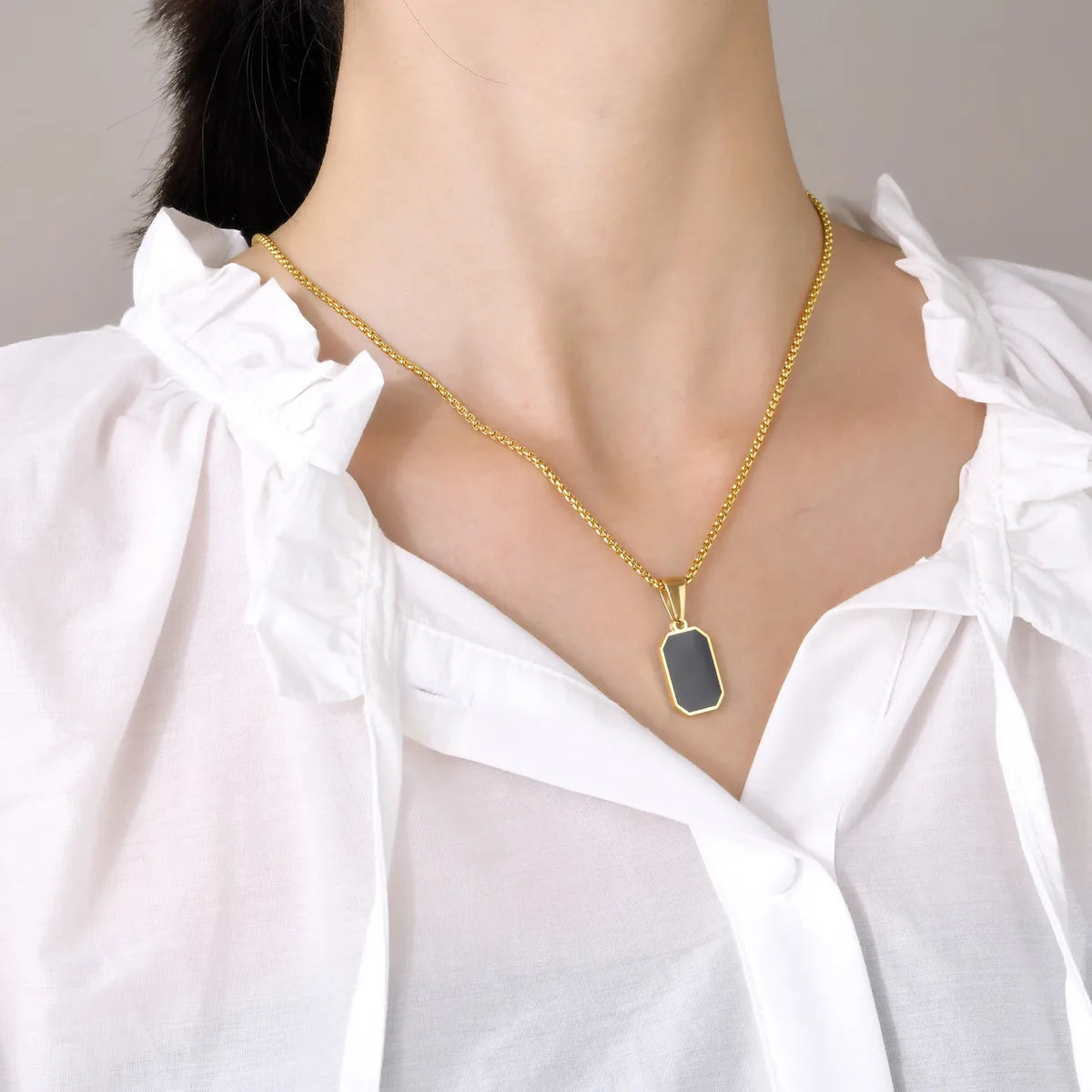 Retro Geometric Stainless Steel Plating Pendant Necklace 1 Piece