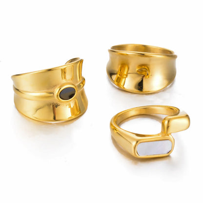 Retro Geometric Stainless Steel Plating Rings