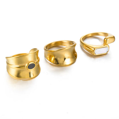 Retro Geometric Stainless Steel Plating Rings