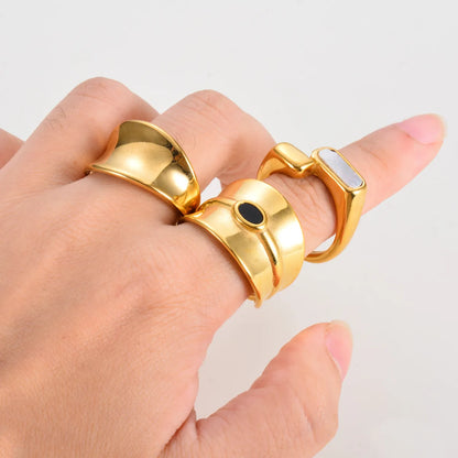 Retro Geometric Stainless Steel Plating Rings