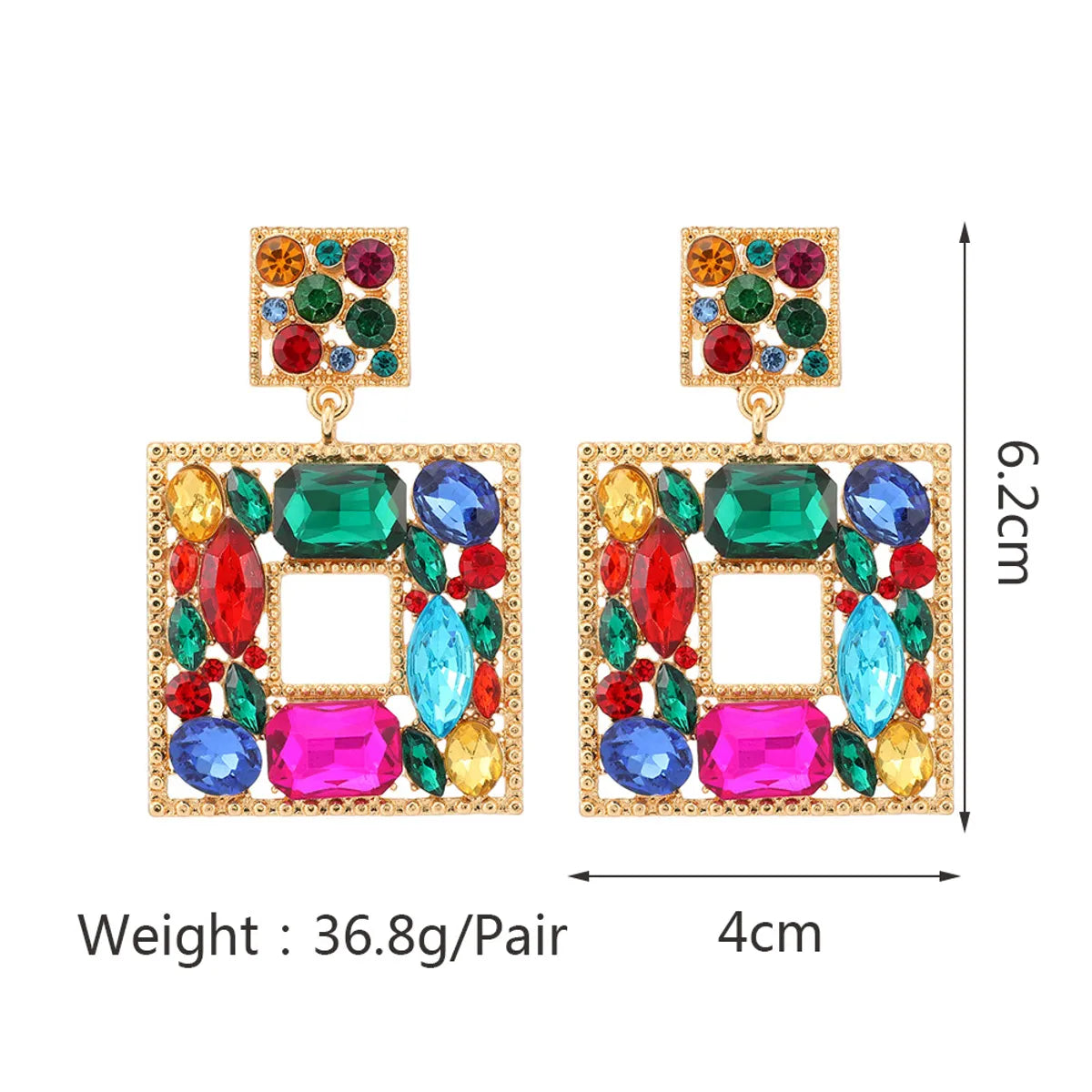 Retro Geometric Titanium Steel Silver Inlay Artificial Crystal Drop Earrings 1 Pair