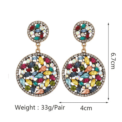 Retro Geometric Titanium Steel Silver Inlay Artificial Crystal Drop Earrings 1 Pair