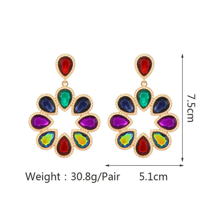 Retro Geometric Titanium Steel Silver Inlay Artificial Crystal Drop Earrings 1 Pair