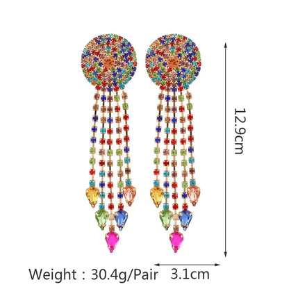 Retro Geometric Titanium Steel Silver Inlay Artificial Crystal Drop Earrings 1 Pair