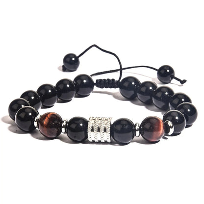 Retro Geometric Tiger Eye Obsidian Men'S Bracelets