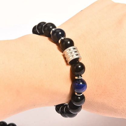 Retro Geometric Tiger Eye Obsidian Men'S Bracelets