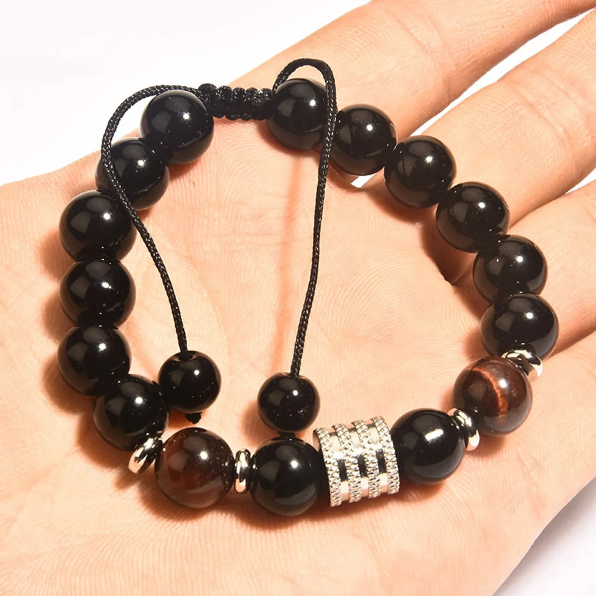 Retro Geometric Tiger Eye Obsidian Men'S Bracelets