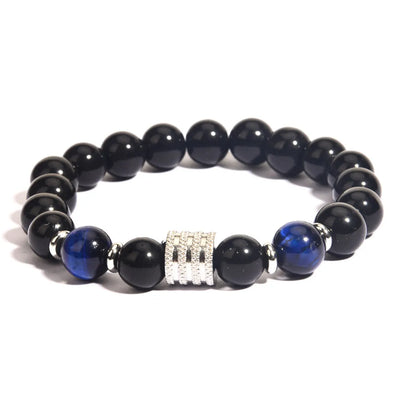 Retro Geometric Tiger Eye Obsidian Men'S Bracelets