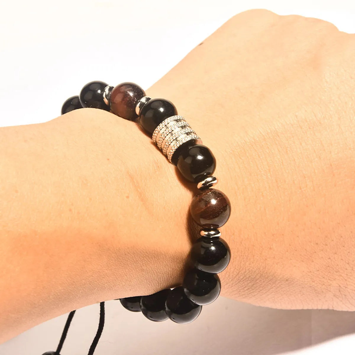 Retro Geometric Tiger Eye Obsidian Men'S Bracelets