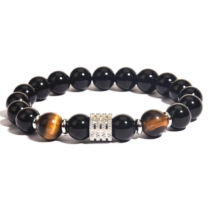 Retro Geometric Tiger Eye Obsidian Men'S Bracelets