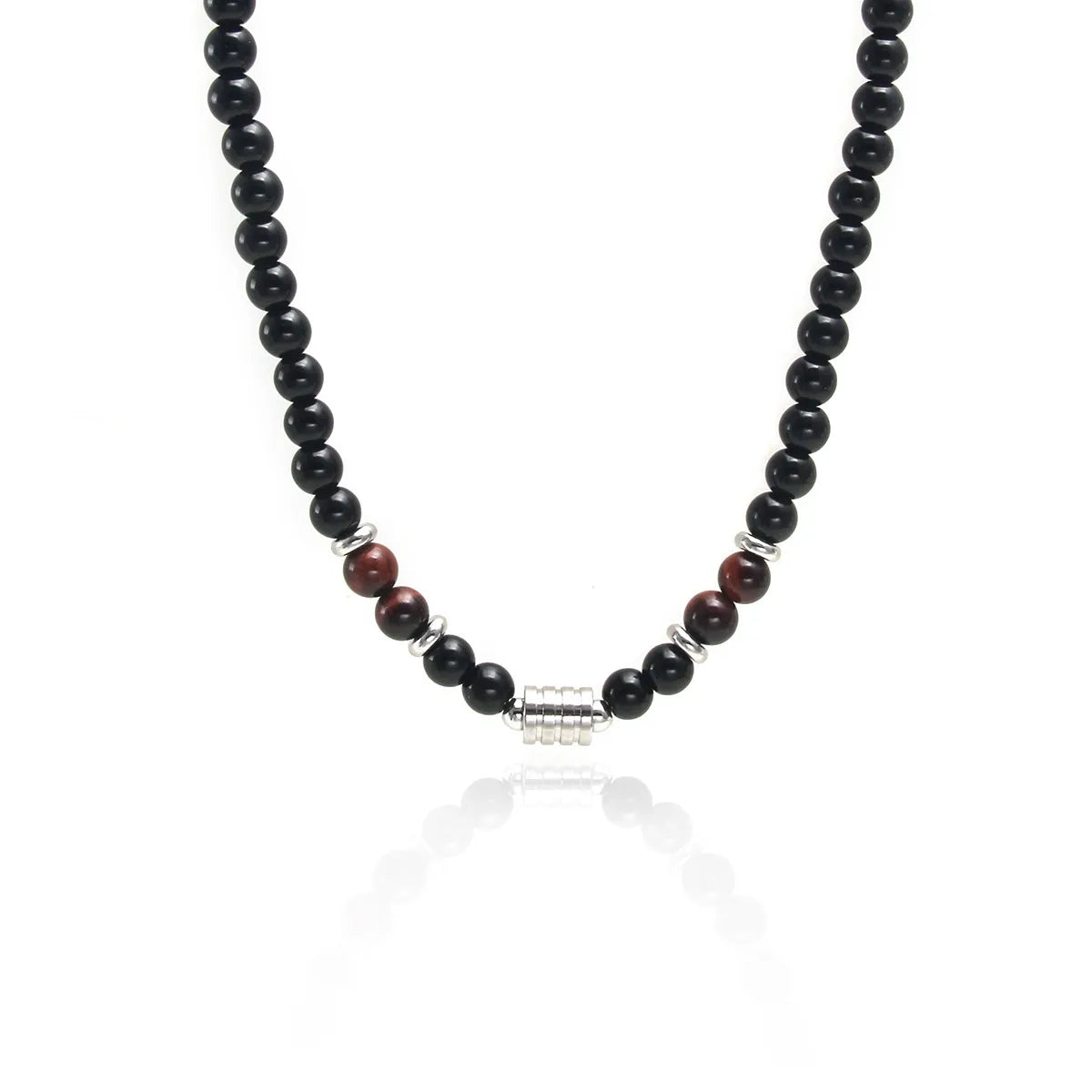 Retro Geometric Tiger Eye Titanium Steel Beaded Plating Unisex Necklace