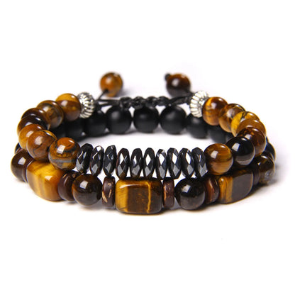 Retro Geometric Tiger Eye Unisex Bracelets