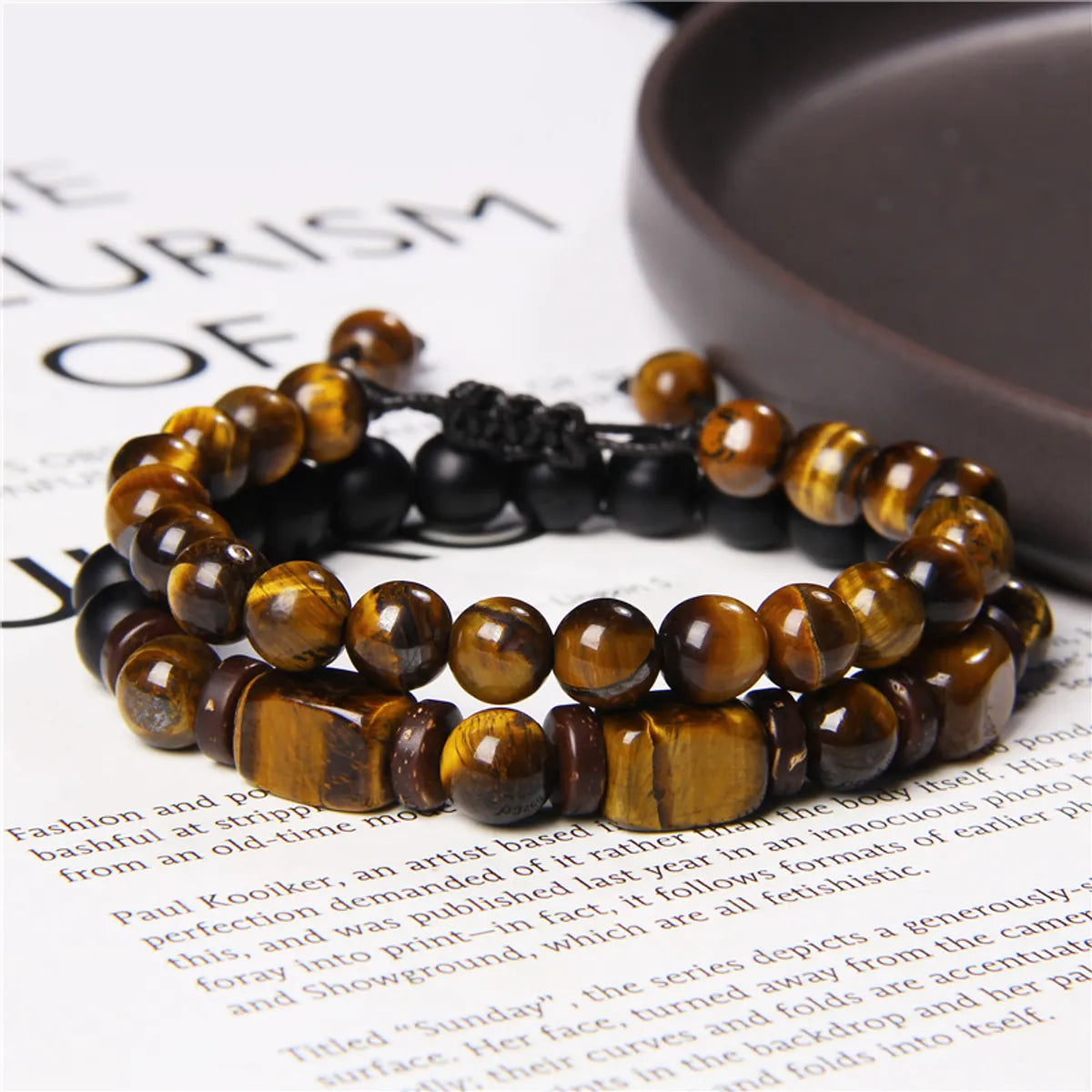 Retro Geometric Tiger Eye Unisex Bracelets