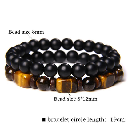 Retro Geometric Tiger Eye Unisex Bracelets