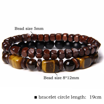 Retro Geometric Tiger Eye Unisex Bracelets