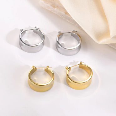 Retro Geometric Titanium Steel Hoop Earrings 1 Pair