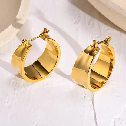 Retro Geometric Titanium Steel Hoop Earrings 1 Pair