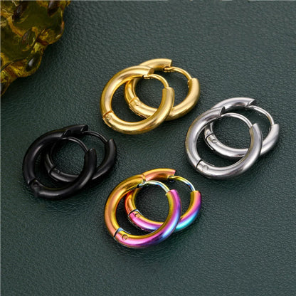 1 Piece Retro Geometric Plating Titanium Steel Hoop Earrings