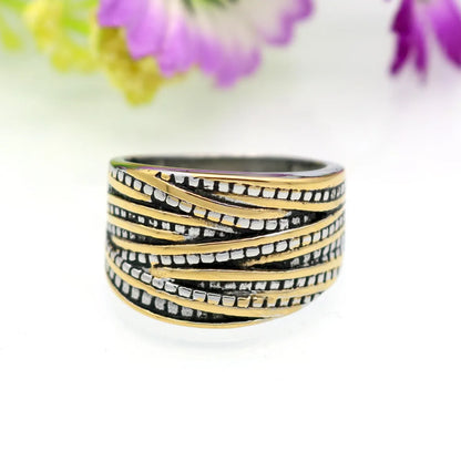 Retro Geometric Titanium Steel Plating Rings