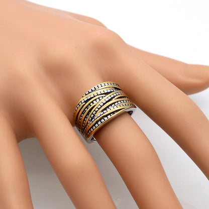 Retro Geometric Titanium Steel Plating Rings