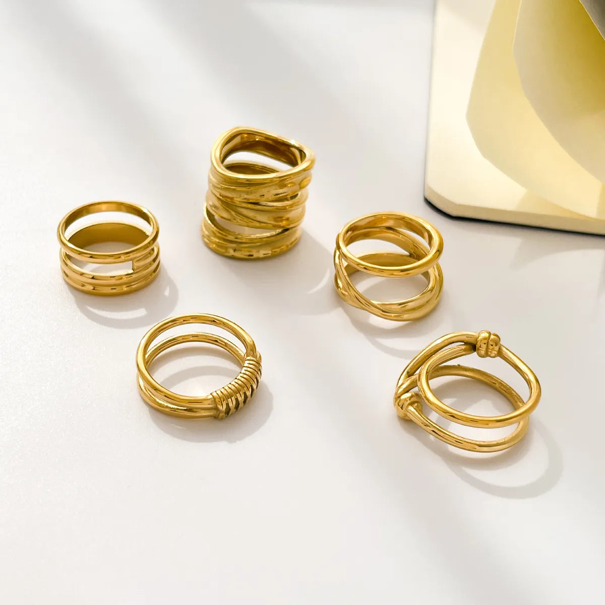 Retro Geometric Titanium Steel Plating Rings