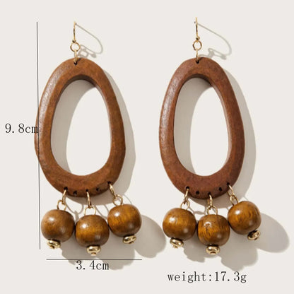 Retro Geometric Wood Handmade Women'S Drop Earrings 1 Pair