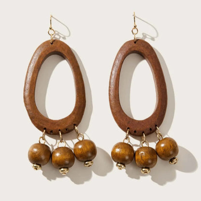 Retro Geometric Wood Handmade Women'S Drop Earrings 1 Pair