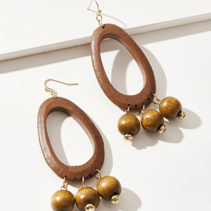 Retro Geometric Wood Handmade Women'S Drop Earrings 1 Pair