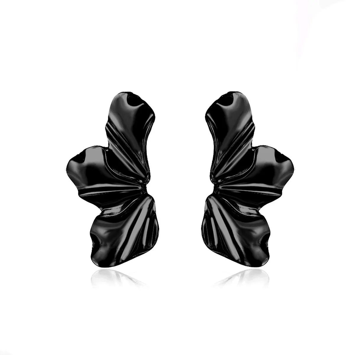 Retro Golden Flower Earrings Temperament Matte Irregular Petal Alloy Earrings