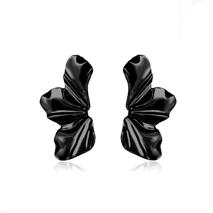 Retro Golden Flower Earrings Temperament Matte Irregular Petal Alloy Earrings