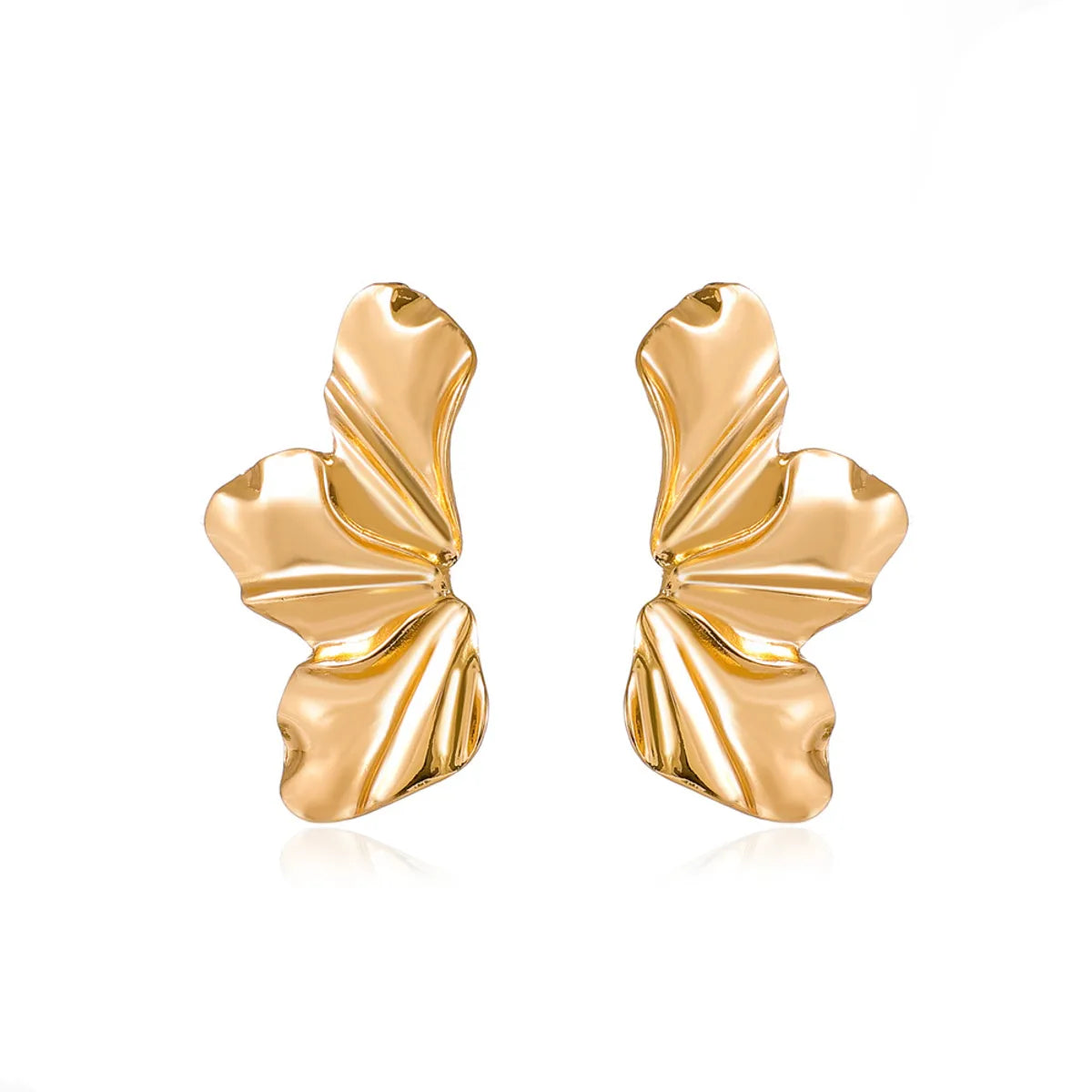 Retro Golden Flower Earrings Temperament Matte Irregular Petal Alloy Earrings