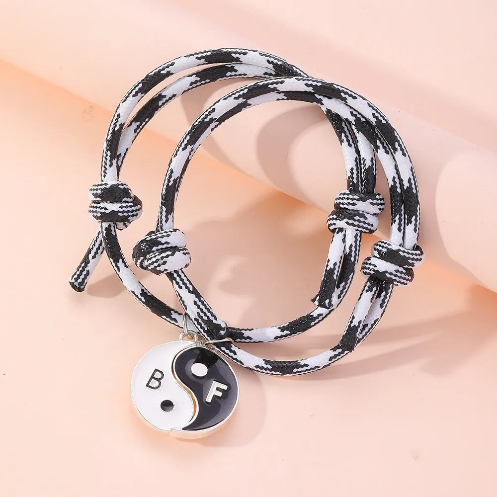 Retro Gossip Alloy Patchwork Enamel Bracelets 2 Piece Set