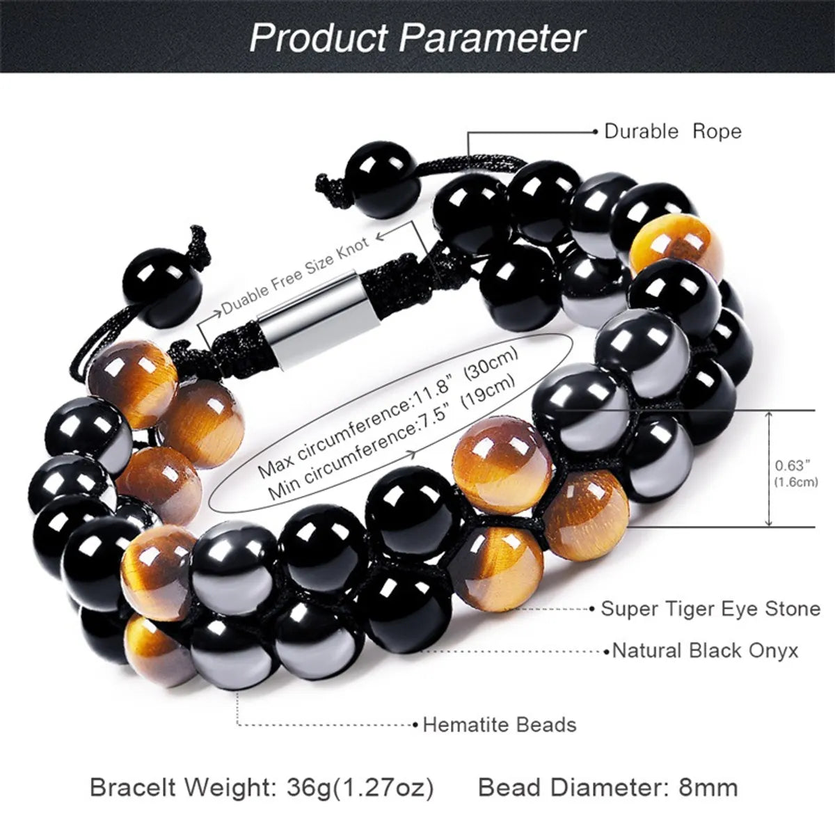 Retro Gradient Color Agate Beaded Bracelets 1 Piece