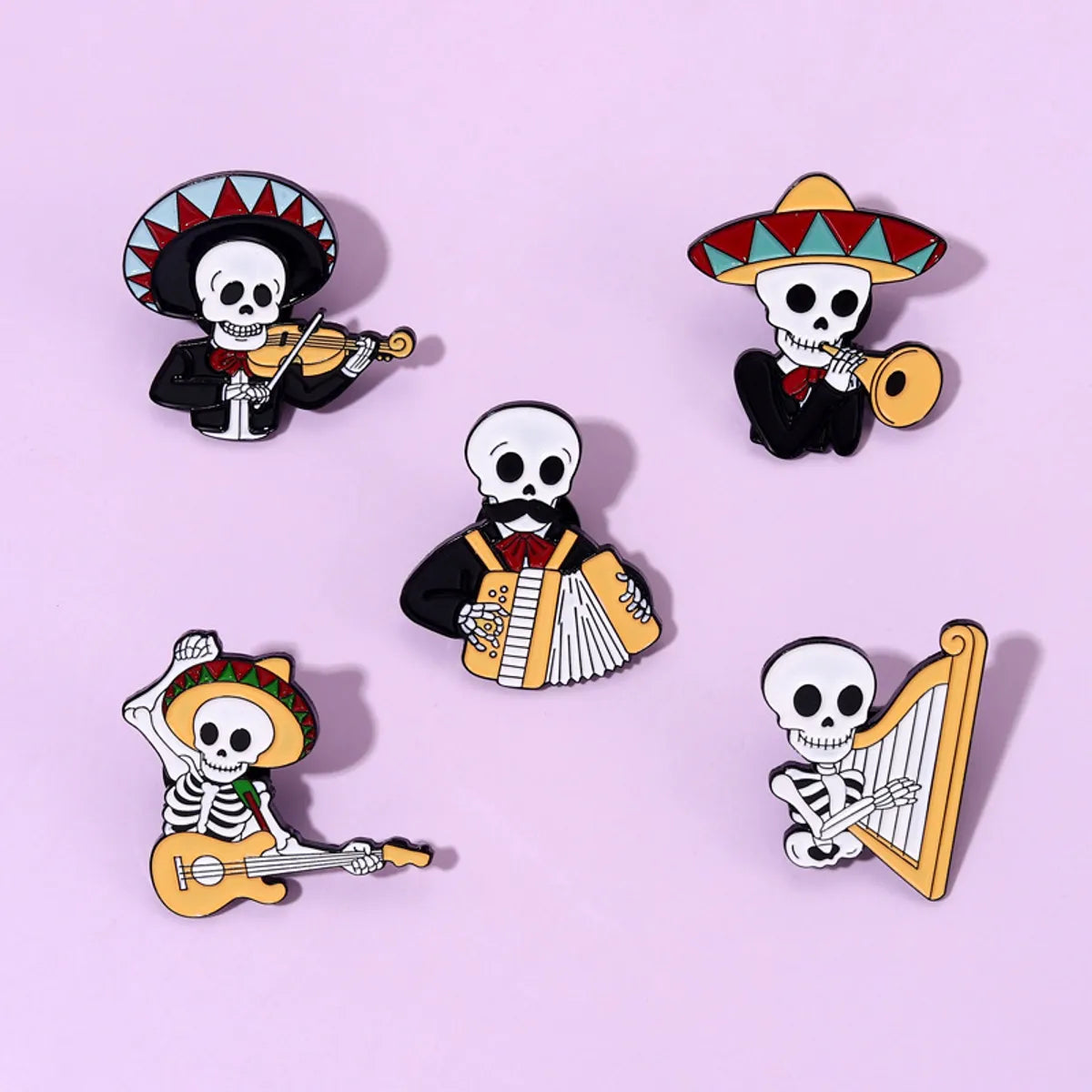 Retro Guitar Skull Alloy Stoving Varnish Unisex Brooches