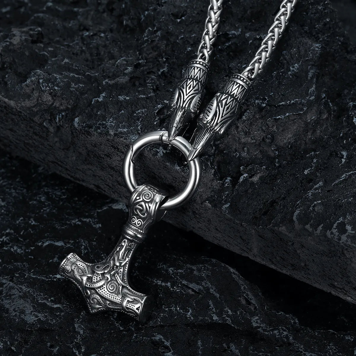 Retro Hammer Stainless Steel Pendant Necklace