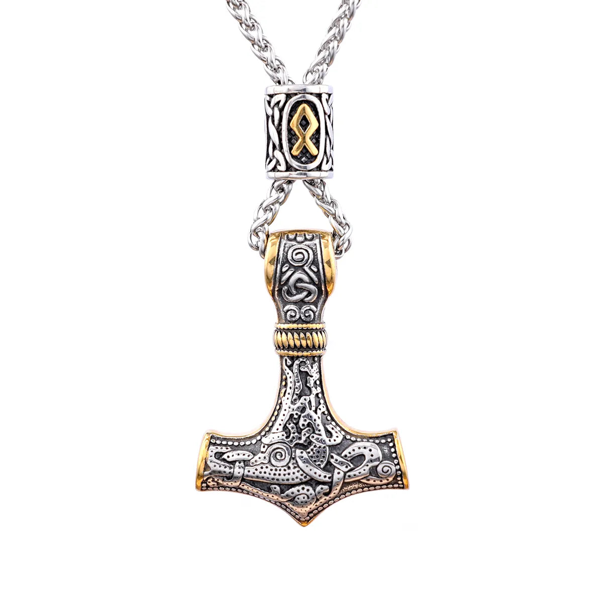 Retro Hammer Stainless Steel Plating 18k Gold Plated Men's Pendant Necklace