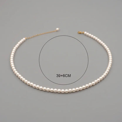 Retro Handmade Solid Color 304 Stainless Steel Imitation Pearl Titanium Steel Beaded Plating Gold Plated Women'S Necklace