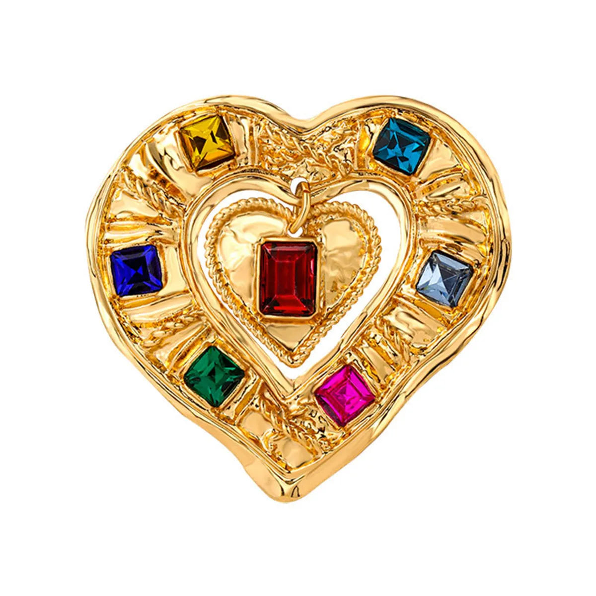 Retro Heart Shape Alloy Inlay Rhinestones Women'S Brooches