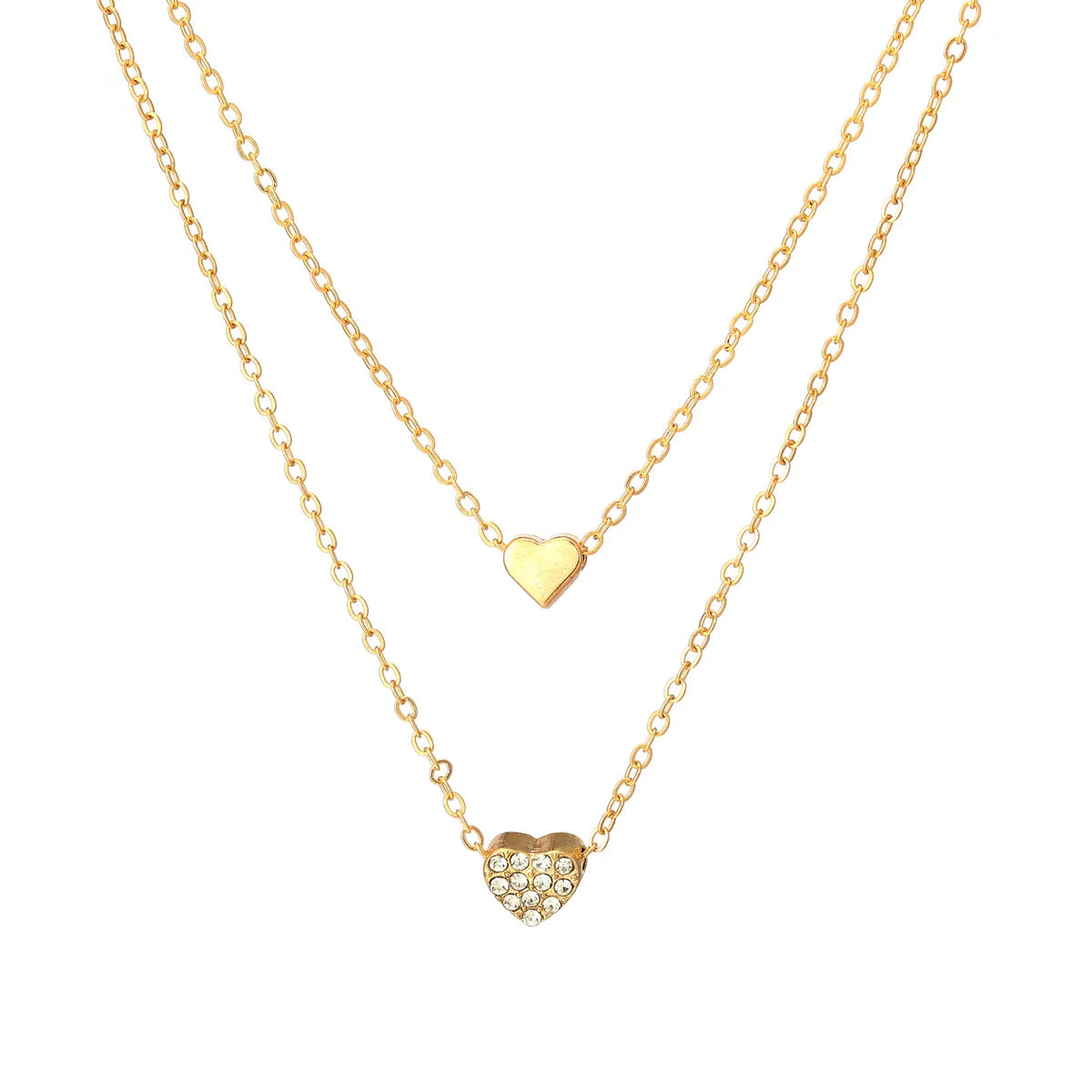 Retro Heart Shape Alloy Plating Gold Plated Women'S Layered Necklaces