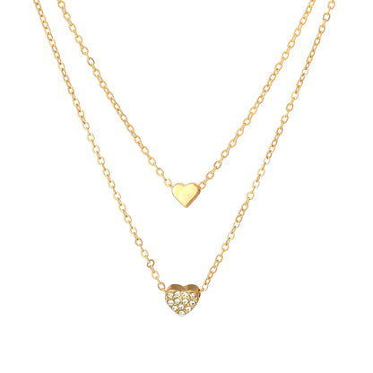 Retro Heart Shape Alloy Plating Gold Plated Women'S Layered Necklaces