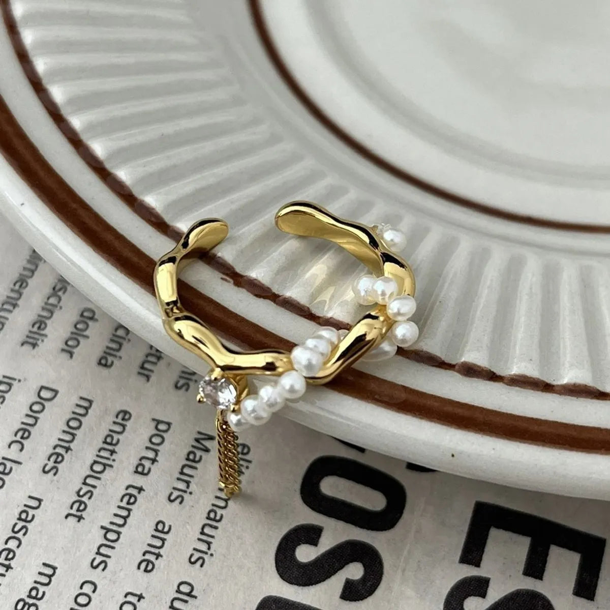 Retro Heart Shape Copper Plating Inlay Zircon Open Rings