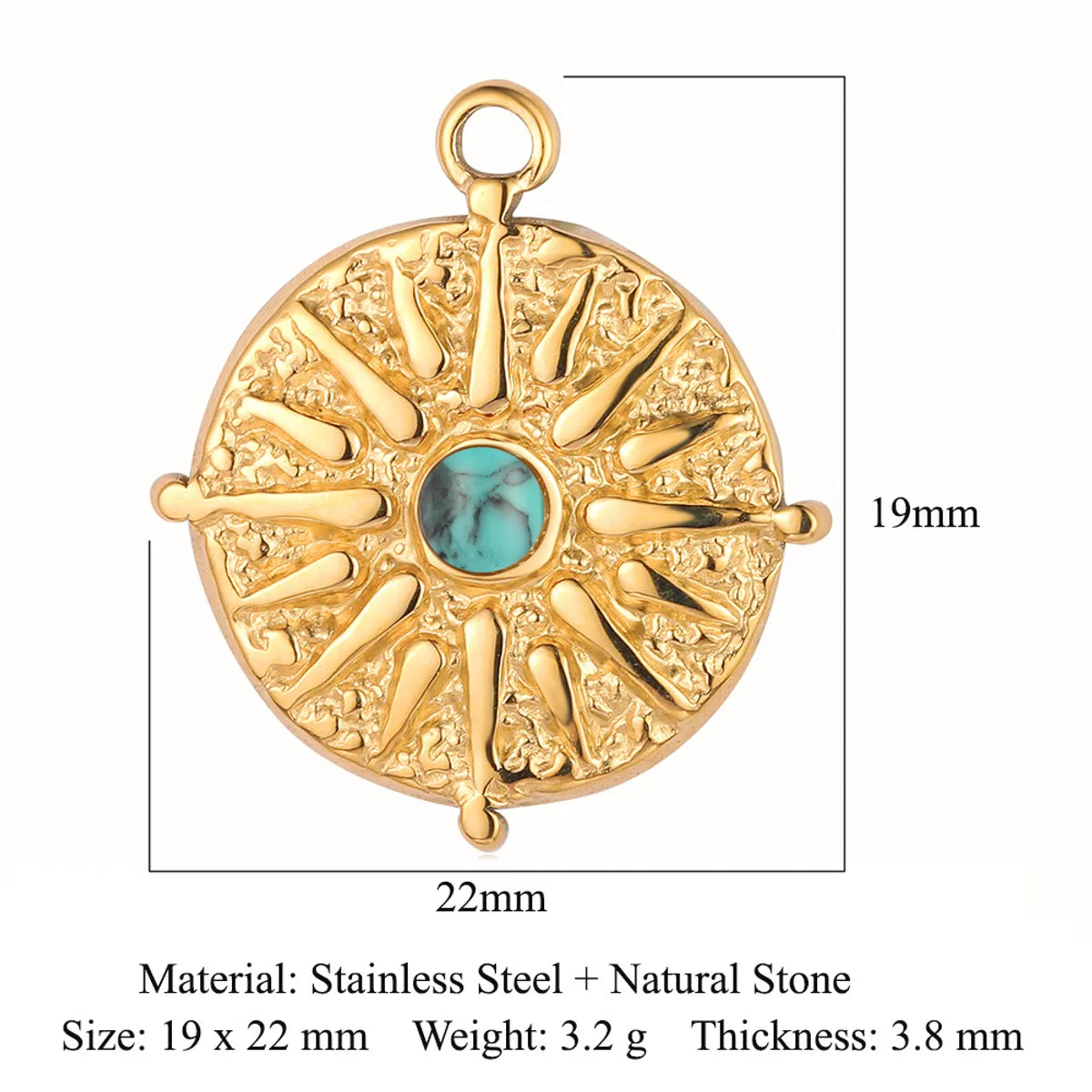 Retro Heart Shape Crown Titanium Steel Plating Inlay Natural Stone Charms Jewelry Accessories