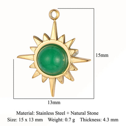 Retro Heart Shape Crown Titanium Steel Plating Inlay Natural Stone Charms Jewelry Accessories