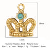 Retro Heart Shape Crown Titanium Steel Plating Inlay Natural Stone Charms Jewelry Accessories